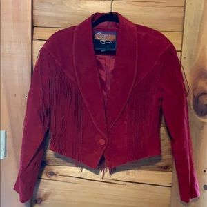 Vintage Ruby Red Fringe Blazer